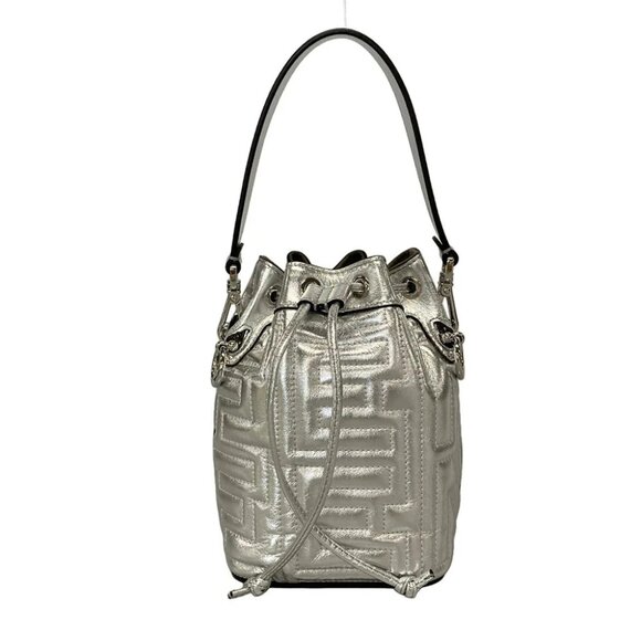 Auth FENDI Mon Tresor Silver Leather Handbag - Picture 1 of 14